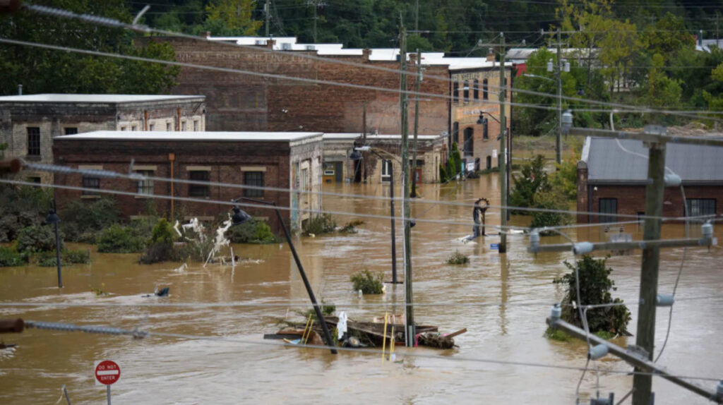 hurricane helene flood damage in asheville